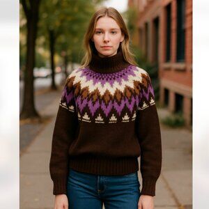 NWOT American Eagle  Fairisle Mock Neck Sweater XXS Oversized